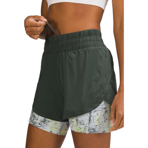 Lululemon 2022 Track That Size 6 Ladies 2 in 1 Olive High Rise Shorts Lined